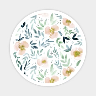 Sweet watercolor garden - painted roses - blush pink florals Magnet